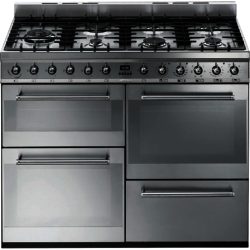 Smeg SYD4110 Symphony 110cm Four Cavity Dual Fuel Side Opening Range Cooker in  Stainless Steel